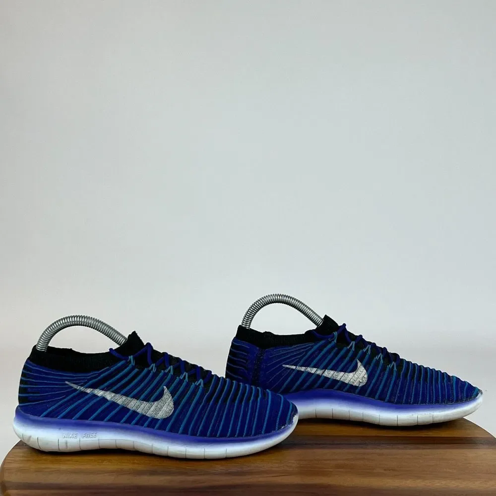 Womens Nike Free RN Motion Flyknit Blue Mid Athletic‎ Shoes Sneakers Size 7.5 M